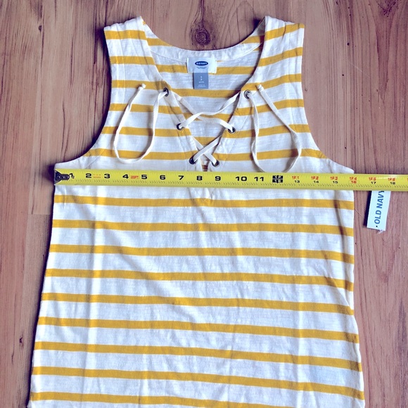 NEW OLD NAVY Sailor Tank Top Sleeveless Shirt Yellow Stripe Small Petite Women’s - Picture 8 of 12